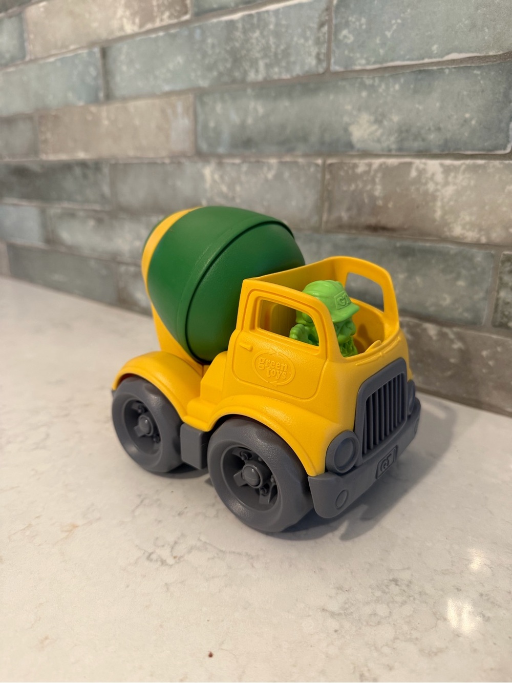 Green Toys Yellow & Green Cement Mixer Truck with Grey Wheels
